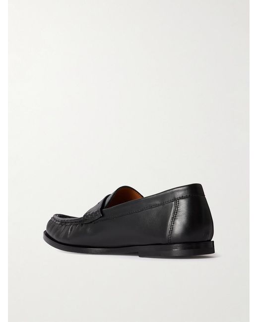 Mr P. Black Leather Penny Loafers for men
