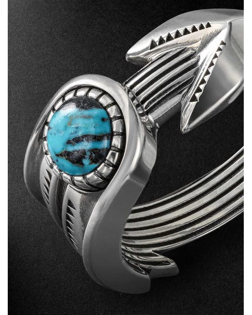 Jacques Marie Mage Black Natrona Limited Edition Sterling Silver And Apache Blue Turquoise Ring for men