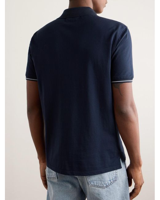 C P Company Blue Tactic Slim-fit Logo-embroidered Cotton-blend Piqué Polo Shirt for men