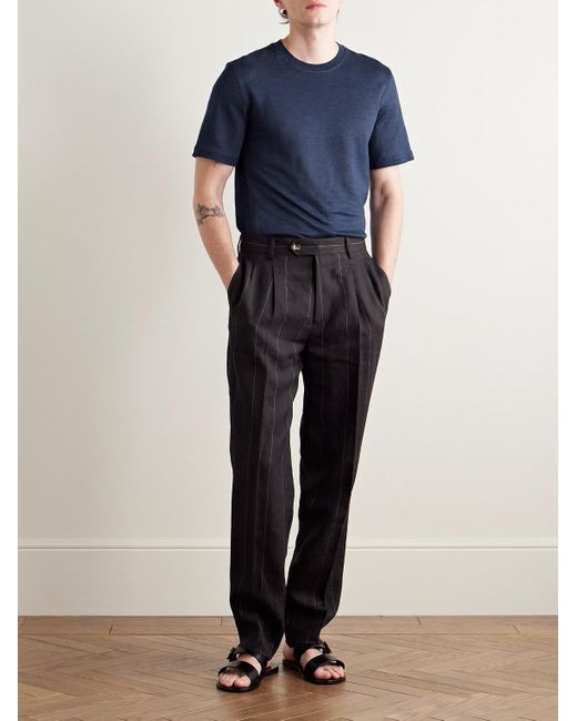 Zegna Blue Oasi Linen T-Shirt for men