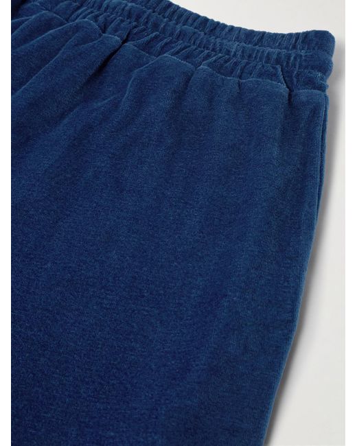 Loro Piana Blue Straight-leg Cotton And Silk-blend Chenille Drawstring Bermuda Shorts for men