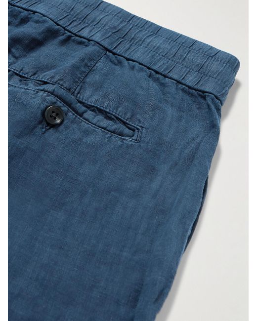 James Perse Blue Straight-leg Garment-dyed Linen Drawstring Trousers for men