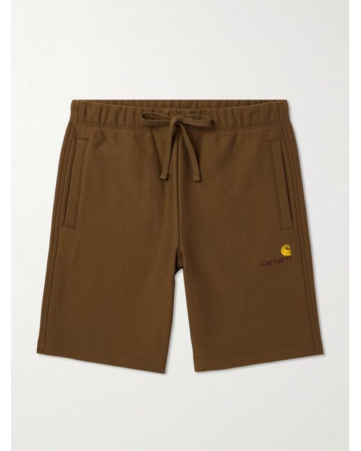 Carhartt Green American Script Logo-embroidered Cotton-blend Jersey Drawstring Shorts for men