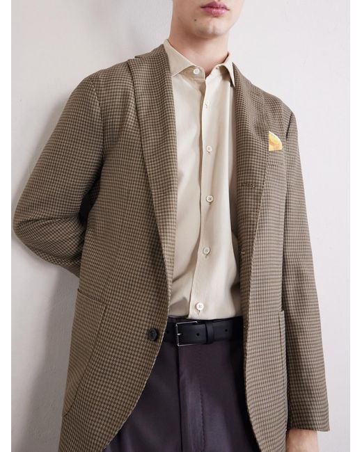 Boglioli Brown Houndstooth Virgin Wool-Blend Blazer for men