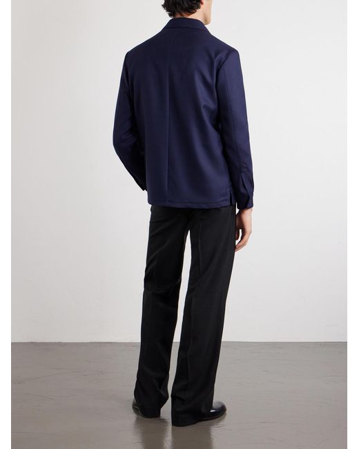 Thom Sweeney Blue Wool Overshirt for men