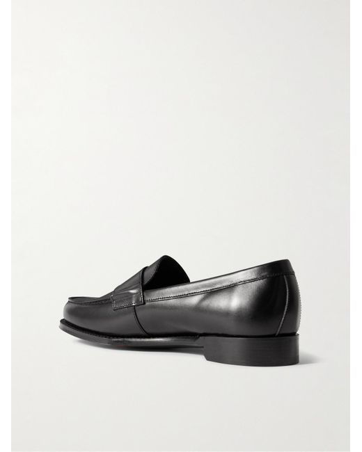Drake's Black Charles Leather Penny Loafers for men