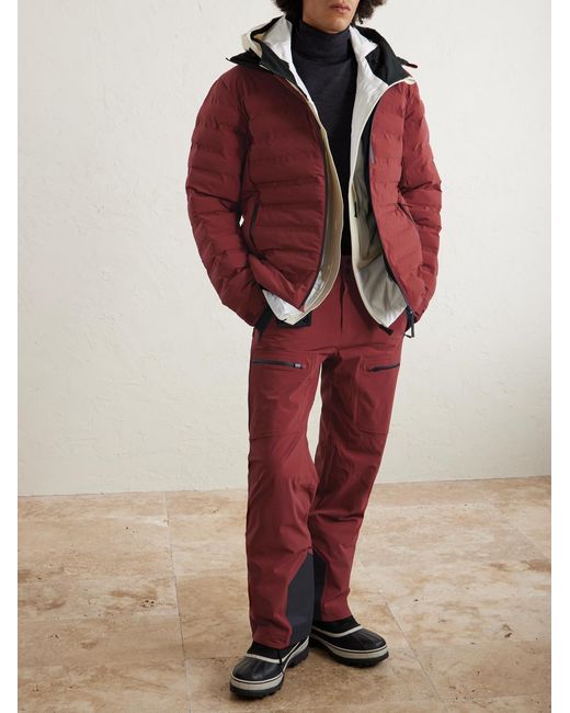 Aztech Mountain Red Pyramid Quilted Hooded Ski Jacket for men