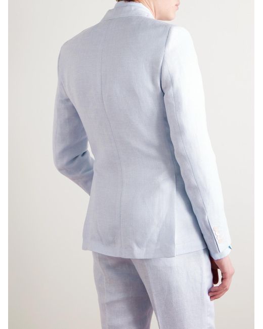 Favourbrook Blue Slim-Fit Herringbone Linen And Silk-Blend Suit Jacket for men