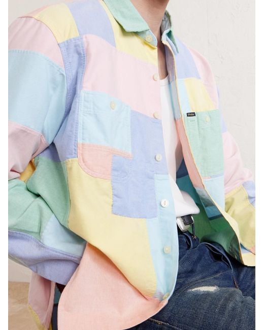 Polo Ralph Lauren Blue Patchwork Cotton Shirt for men