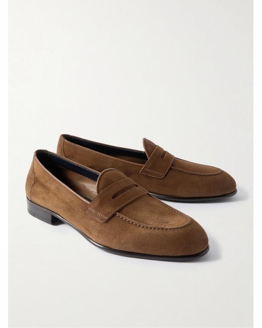 Brioni Brown Suede Penny Loafers for men