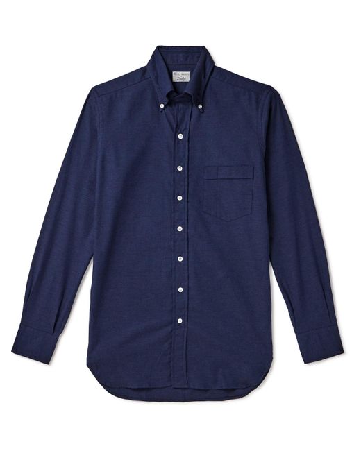 Kingsman Blue Drake's Button-down Collar Cotton-flannel Shirt for men