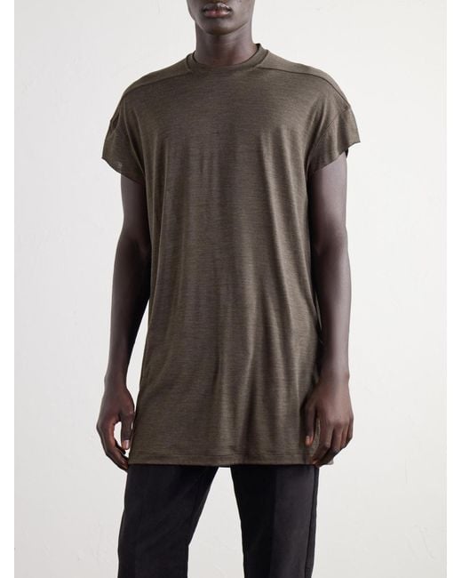 Rick Owens Gray Jumbo Wool And Silk-Blend Jersey T-Shirt for men
