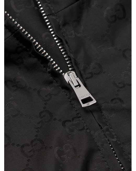 Gucci Black Logo-Jacquard Shell Hooded Jacket for men