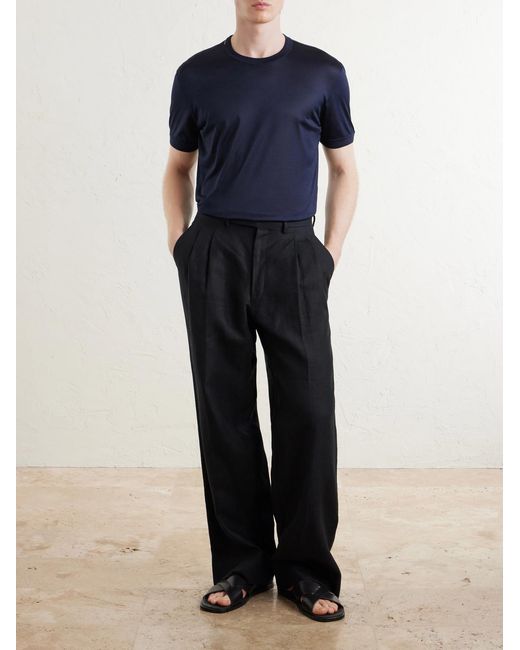 Dolce & Gabbana Blue Silk-Jersey T-Shirt for men