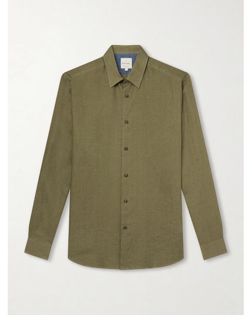 Paul Smith Green Linen-Twill Shirt for men