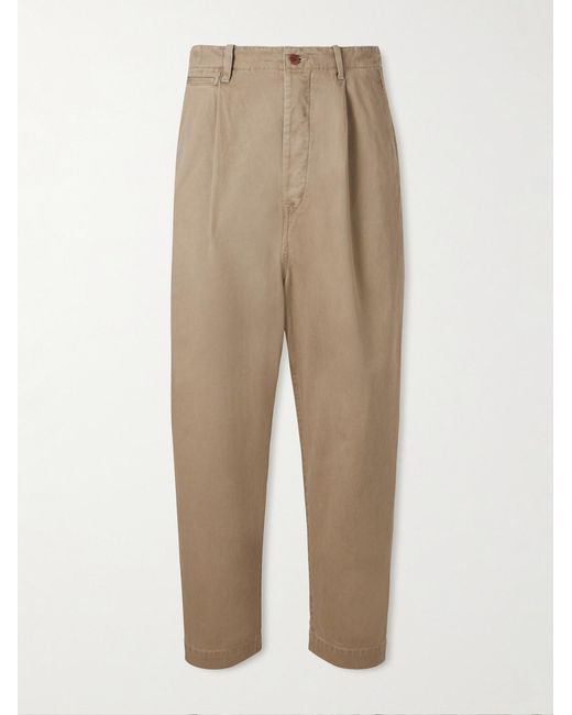 Kapital Natural Straight-Leg Pleated Cotton-Twill Chinos for men