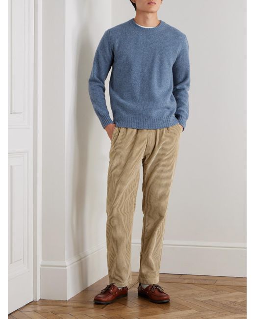 Hartford Natural Joggy Straight-Leg Cotton-Corduroy Drawstring Trousers for men