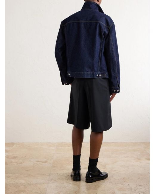AMI Blue Low-Waist Wide-Leg Cotton Bermuda Shorts for men