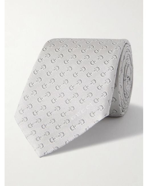 Gucci Gray 7cm Horsebit Silk-jacquard Tie for men