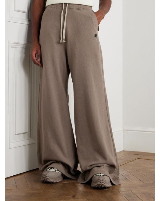 Rick Owens Moncler Bela weit geschnittene Jogginghose aus gebürstetem Baumwoll-Jersey mit Logoapplikation in Brown für Herren