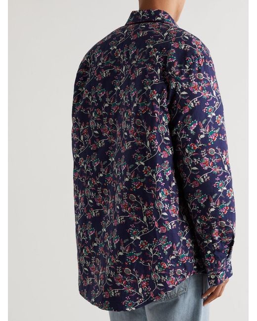 Isabel Marant Blue Valdy Reversible Floral-Print Padded Cotton Overshirt for men