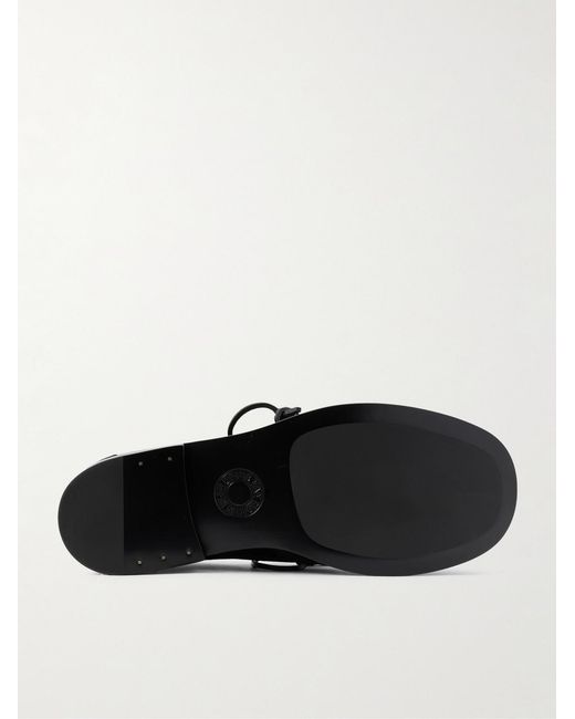 Dries Van Noten Black Leather-Trimmed Suede Boat Shoes for men