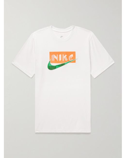 Nike White Sportswear Printed Appliquéd Cotton-jersey T-shirt for men
