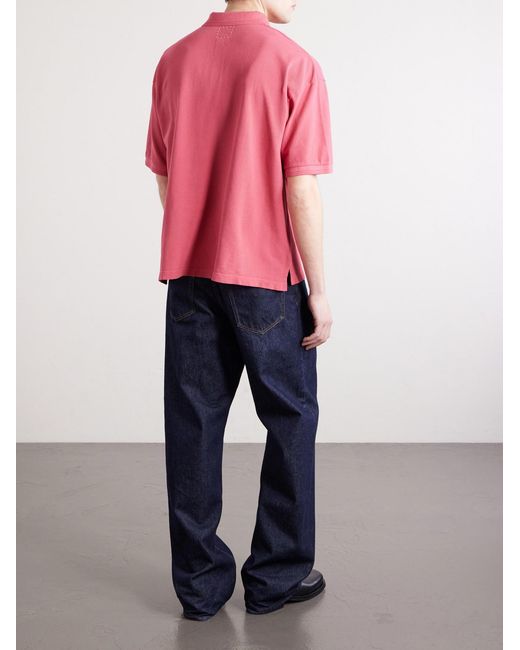 Visvim Pink Logo-embroidered Cotton Polo Shirt for men
