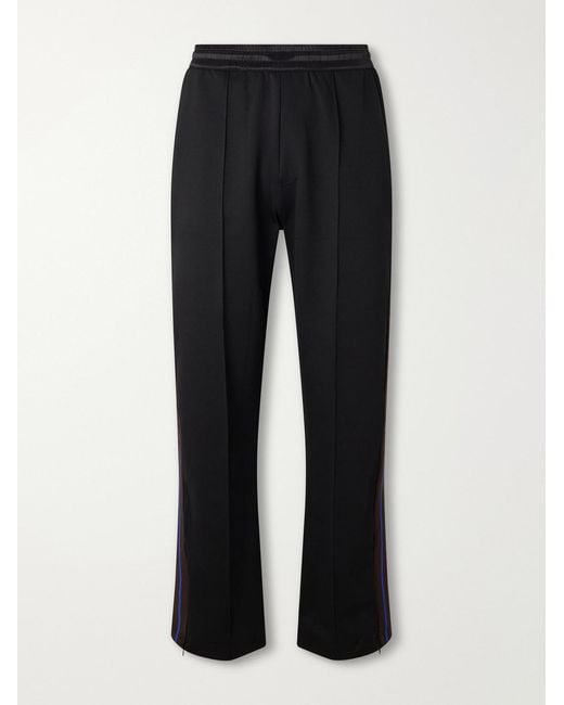 Wales Bonner Black Form Straight-Leg Striped Jersey Sweatpants for men