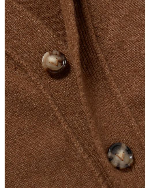 Bottega Veneta Brown Intrecciato Leather-Trimmed Cashmere-Blend Cardigan for men