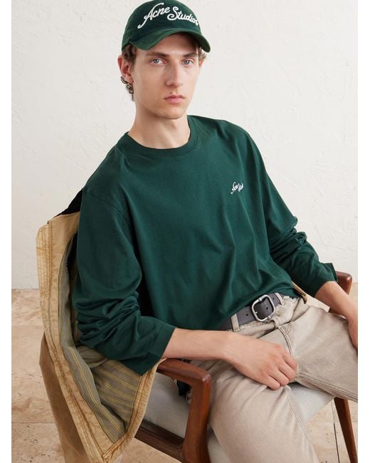 Acne Green Carliy Venice Logo-Embroidered Cotton Cap