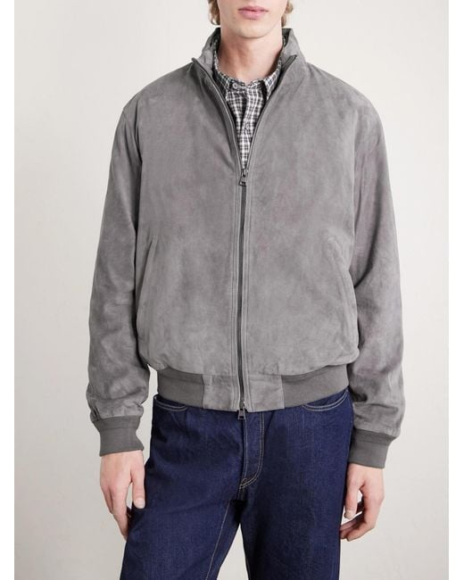Polo Ralph Lauren Gray Suede Bomber Jacket for men