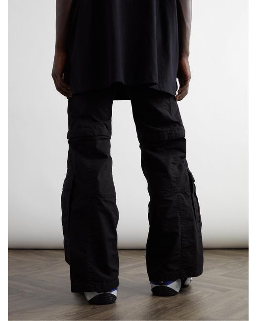 Balenciaga Black Convertible Flared Cotton-ripstop Cargo Trousers for men