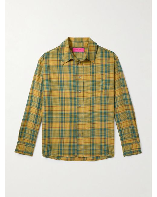 The Elder Statesman Green Pashmina Checked Wool And Cashmere-Blend Shirt for men