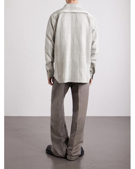 Rick Owens White Striped Cotton And Wool-Blend Flannel Overshirt for men