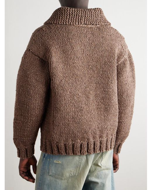 Shawl-Collar Wool And Cashmere-Blend Cardigan di Visvim in Brown da Uomo