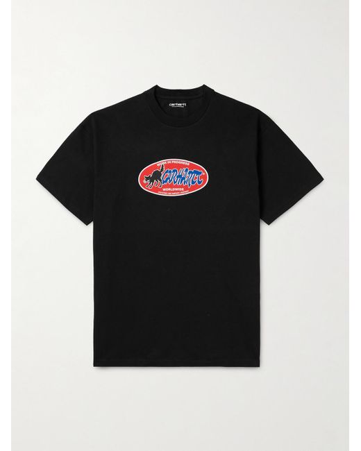 T-shirt in jersey di cotone con logo Cat Sticker di Carhartt in Black da Uomo
