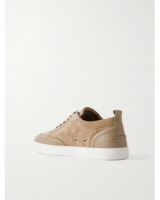 Christian Louboutin Natural Retero Leather-Trimmed Suede Sneakers for men