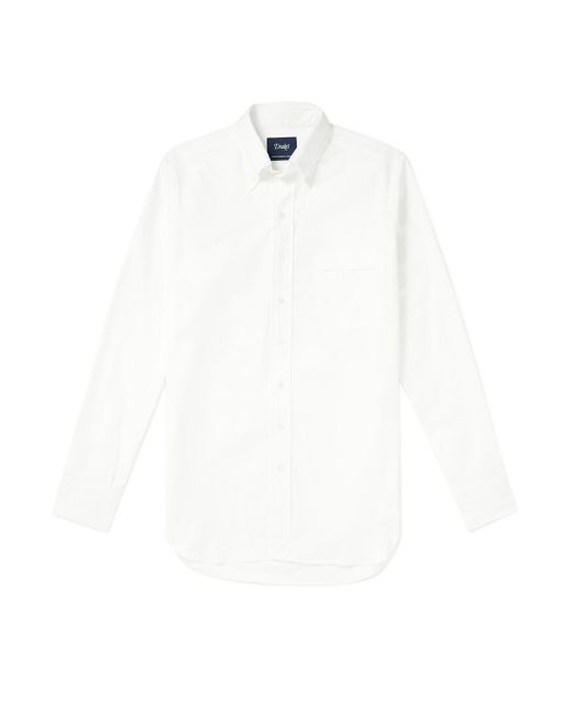 Drake's White Slim-fit Button-down Collar Cotton Oxford Shirt for men