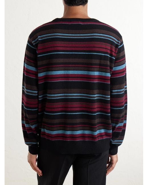 Dries Van Noten Blue Muroli Striped Cashmere Sweater for men