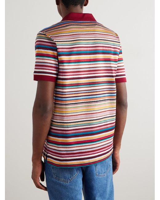 Paul Smith Red Striped Cotton Polo Shirt for men