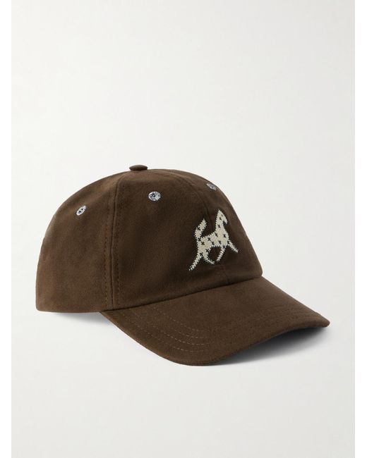 Drake's Brown Appliquéd Cotton-moleskin Baseball Cap for men
