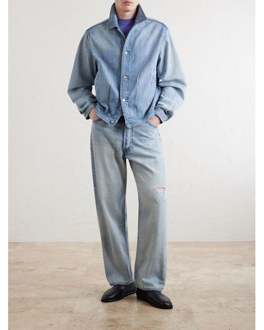 Auralee Blue Faded Denim Jacket for men