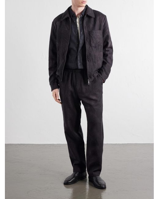 Barena Blue Straight-Leg Garment-Dyed Houndstooth Wool Trousers for men