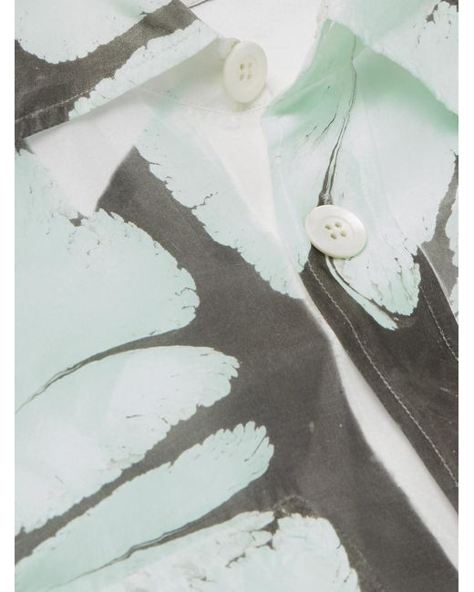 Dries Van Noten Green Floral-Print Silk-Twill Shirt for men