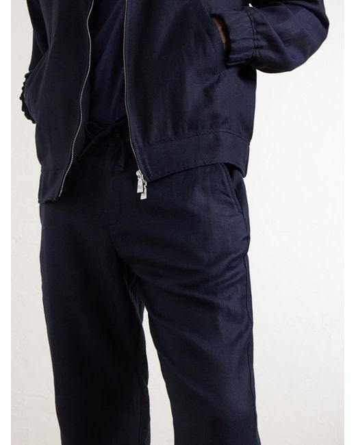 Frescobol Carioca Mendes Straight-leg Linen And Cotton-blend Twill Drawstring Trousers - Men - Blue - Uk/us 30 Blue Uk/us 30 for men