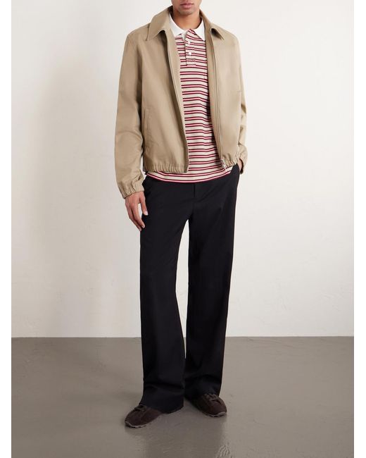 Oscar Logo-Embroidered Striped Organic Cotton-Piqué Polo Shirt di A.P.C. in Pink da Uomo