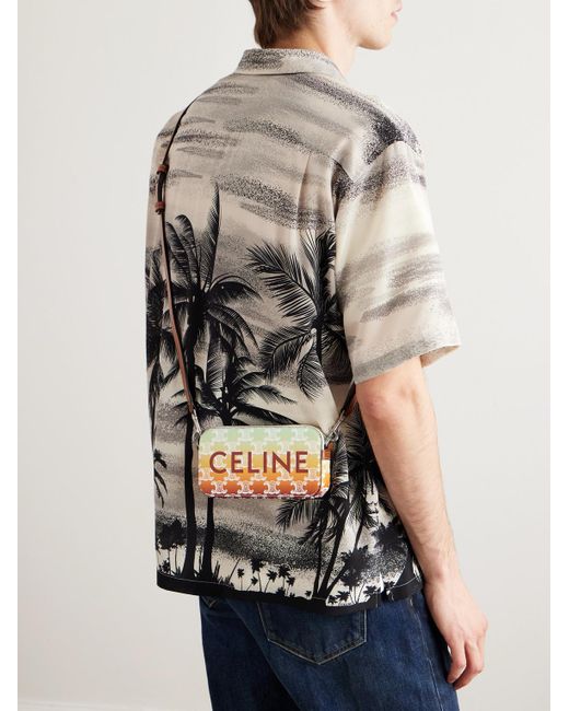 Céline Triomphe Umhängetasche aus beschichtetem Canvas mit Logoprint und Lederbesatz in Yellow für Herren