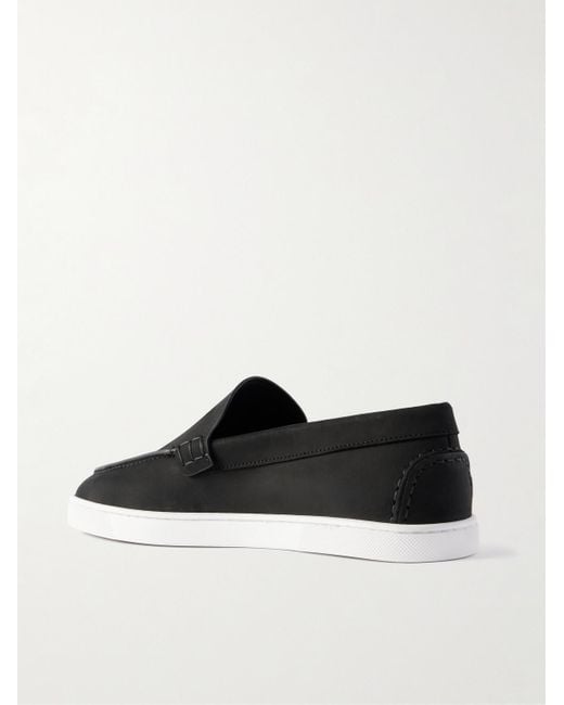 Christian Louboutin Moonboat Loafers aus Nubukleder mit Logoprägung in White für Herren
