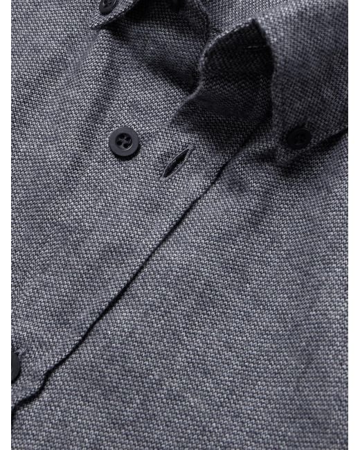 Sunspel Blue Button-Down Collar Cotton-Flannel Shirt for men